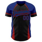 Custom Name and Number Authentic Baseball Jersey - Personalized Black Royal-Red 3D Pattern Design Personalized Black Royal-Red