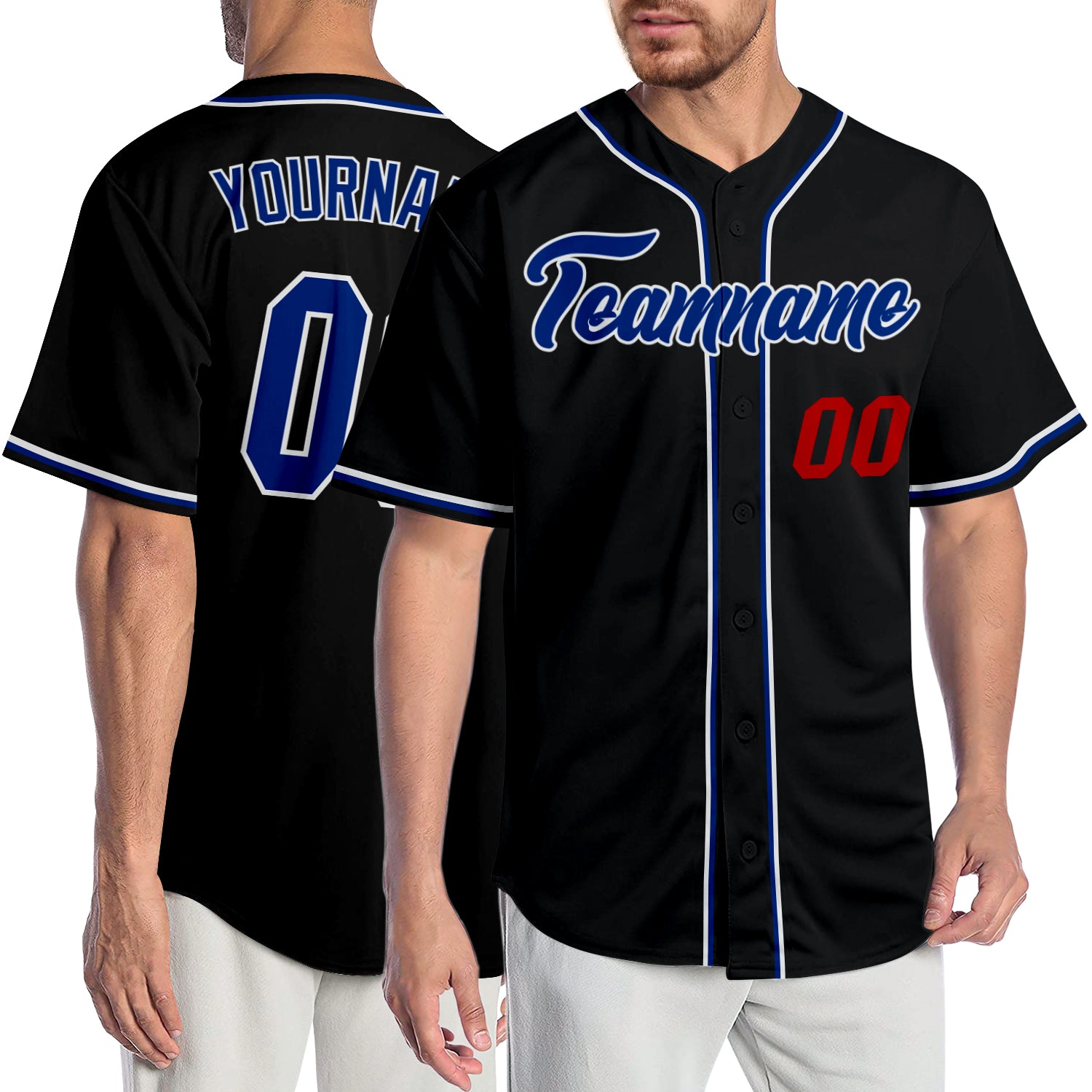 Personalized Black and Red Baseball Jersey - Authentic Custom Royal Edition Personalized Black Royal-Red Authentic Baseball