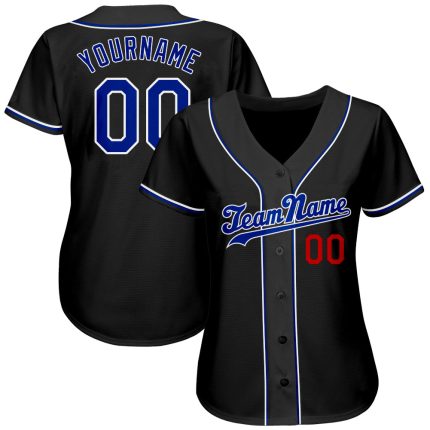 Custom Name and Number Black Red Softball Jersey - Personalized Authentic Team Jersey Personalized Black Royal-Red Authentic