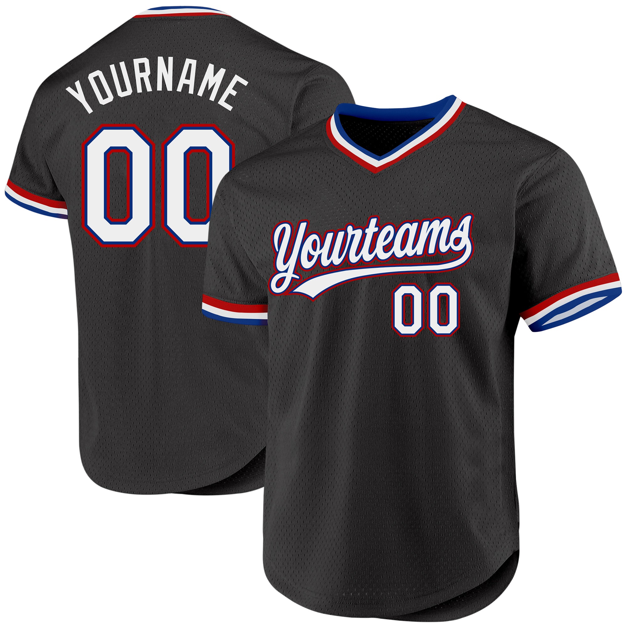 Custom Name Number Black Red Baseball Jersey Personalized Throwback Team Authentic Personalized Black Royal-Red Authentic