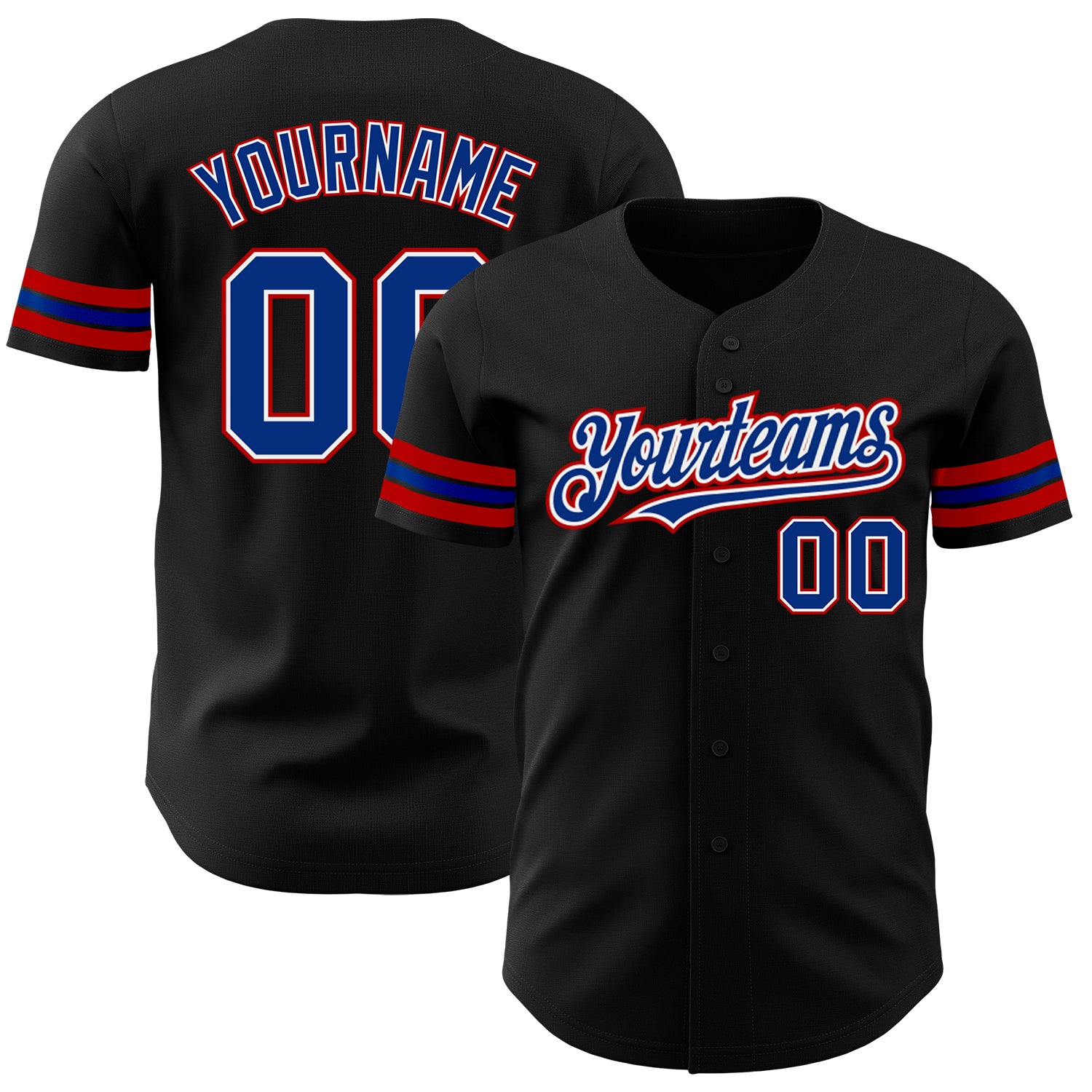 Personalized Royal-Red Black Baseball Jersey for Men - Custom Number 5 Personalized Black Royal-Red Baseball Jersey 5