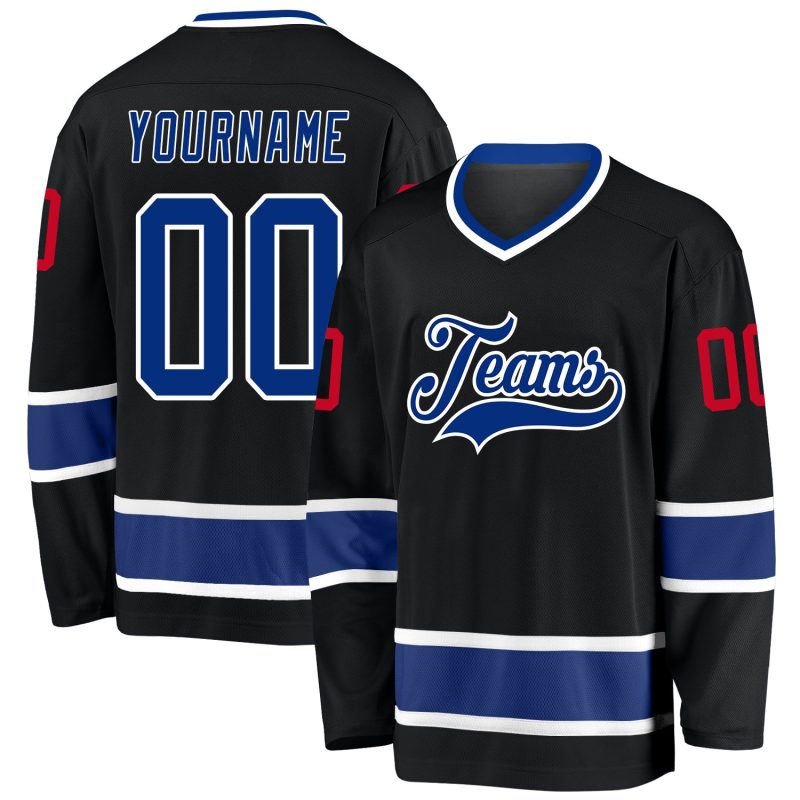 Custom Black Royal-Red Hockey Jersey - Personalized Sports Apparel Personalized Black Royal-Red Hockey Jersey