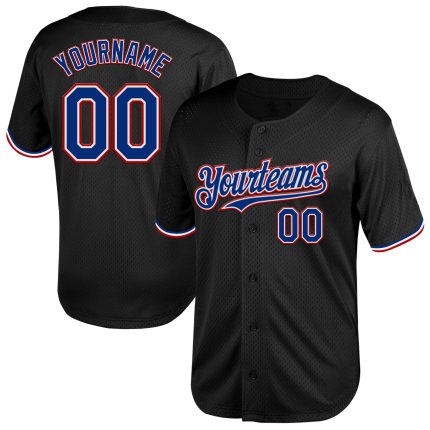 Custom Name and Number Personalized Black and Red Throwback Baseball Jersey - Authentic Mesh Team Jersey Personalized Black