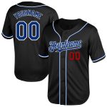 Personalized Black and Royal-Red Mesh Baseball Jersey for Adults - Custom Throwback Style Personalized Black Royal-Red Mesh