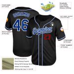 Personalized Black and Royal-Red Mesh Baseball Jersey for Adults - Custom Throwback Style Personalized Black Royal-Red Mesh