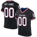 Personalized Black Royal-Red Mesh Football Jersey - Custom Throwback Style Personalized Black Royal-Red Mesh Throwback Football