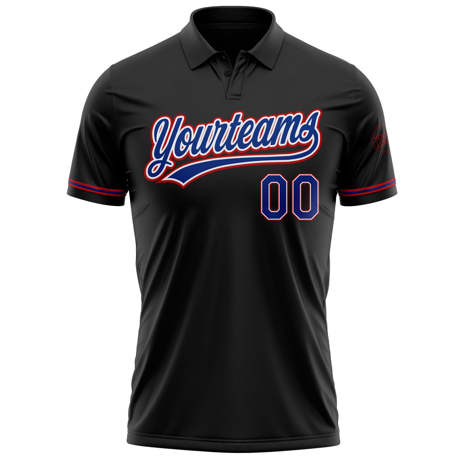 Personalized Black Royal-Red Performance Vapor Golf Polo Shirt Team Custom Name and Number Custom Personalized Royal-Red Performance Vapor Golf Polo Shirt with Name and Number - Black Team Apparel Personalized Black - Image 2