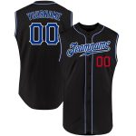 Personalized Black Royal Red Baseball Jersey for Men - Sleeveless Sports Jersey Personalized Black Royal-Red Sleeveless Baseball