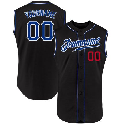 Personalized Black Royal Red Baseball Jersey for Men - Sleeveless Sports Jersey Personalized Black Royal-Red Sleeveless Baseball
