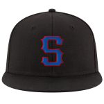 Personalized Adjustable Snapback Hat with Black and Royal-Red Stitching Personalized Black Royal-Red Stitched Adjustable