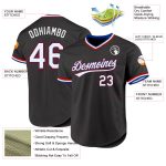 Personalized Royal-Red Black Throwback Baseball Jersey for Custom Fan Apparel Personalized Black Royal-Red Throwback Baseball