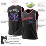 Personalized Black Royal-Red Basketball Jersey for Men and Women - Custom Throwback Design Personalized Black Royal-Red Throwback