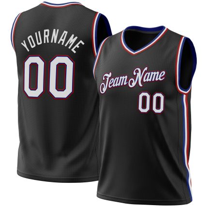 Custom Black Royal-Red Throwback Basketball Jersey for Men - Personalized 3 Personalized Black Royal-Red Throwback Basketball