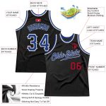 Personalized Black Red Throwback Basketball Jersey for Men and Women Personalized Black Royal-Red Throwback Basketball Jersey