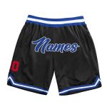 Personalized Black and Red Throwback Basketball Shorts for Men and Women Personalized Black Royal-Red Throwback Basketball