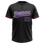 Custom Name Number Softball Jersey Unisex Two-Button Black Royal-Red Personalized Team Apparel Personalized Black Royal-Red