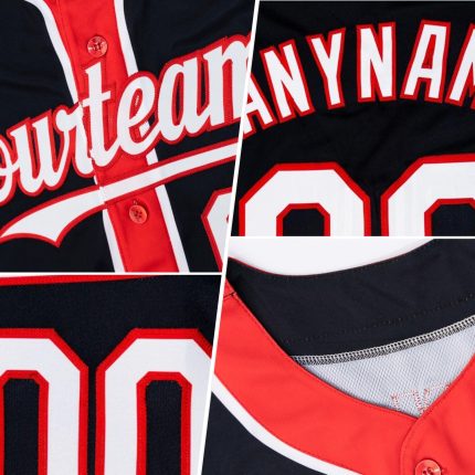 Custom Authentic Baseball Jersey - Personalized Black Royal-White with Team Name and Number, 3 Color Options, Arm Shapes