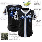 Personalized Baseball Jersey in Black Royal-White with 3 Arm Shapes Customizable Design Personalized Black Royal-White 3