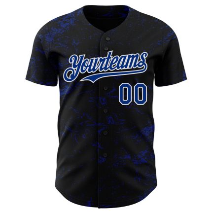 Personalized Black and White 3D Abstract Splatter Baseball Jersey - Custom Sports Apparel Personalized Black Royal-White