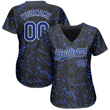 Personalized 3D Black Royal-White Baseball Jersey for Men and Women Personalized Black Royal-White 3D Baseball Jersey