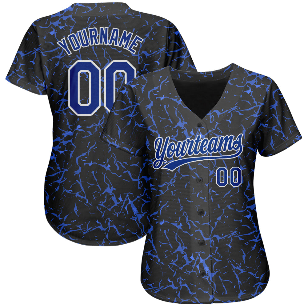Personalized 3D Black Royal-White Baseball Jersey for Men and Women Personalized Black Royal-White 3D Baseball Jersey - Image 2