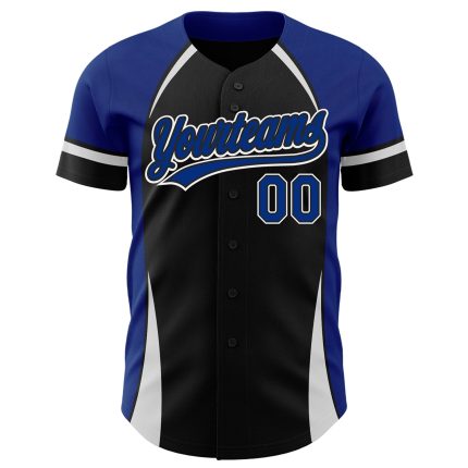 Personalized Black Royal-White 3D Curve Baseball Jersey for Men and Women Personalized Black Royal-White 3D Curve Solid Baseball
