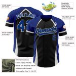 Personalized Black Royal-White 3D Curve Baseball Jersey for Men and Women Personalized Black Royal-White 3D Curve Solid Baseball