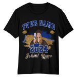 Black 3D Graduation Performance T-Shirt - Personalized Royal White Design Personalized Black Royal-White 3D Graduation Performance