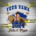 Custom Name and Number 3D Graduation T-Shirt - Personalized Black Royal-White Team Shirt Personalized Black Royal-White 3D