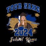 Black 3D Graduation Performance T-Shirt - Personalized Royal White Design Personalized Black Royal-White 3D Graduation Performance
