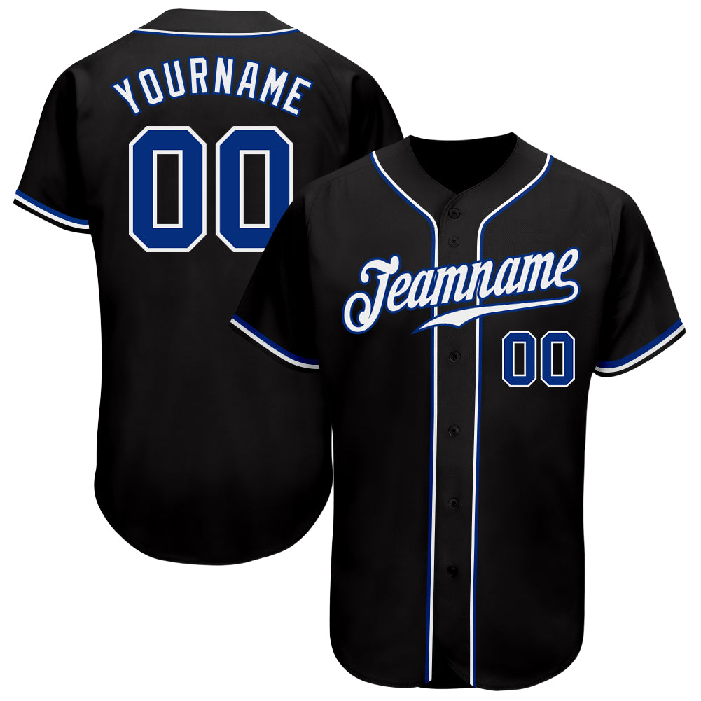 Custom Black and White Baseball Jersey - Authentic Personalized Design Personalized Black Royal-White Authentic Baseball