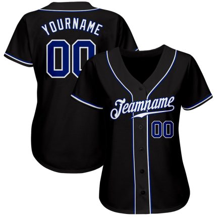 Custom Black and White Baseball Jersey - Authentic Personalized Design Personalized Black Royal-White Authentic Baseball