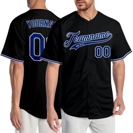 Custom Name and Number Baseball Jersey - Personalized Authentic Black Royal-White Team Gear Personalized Black Royal-White