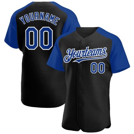 Custom Black Baseball Jersey - Personalized White Raglan Sleeves with Name and Number - Authentic Team Apparel Personalized