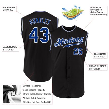 Custom Name and Number Personalized Black and White Sleeveless Baseball Jersey - Authentic Team Sportswear Personalized Black