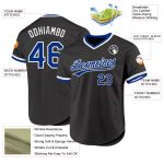 Custom Name and Number Personalized Black Royal-White Baseball Jersey - Authentic Throwback Style Personalized Black Royal-White
