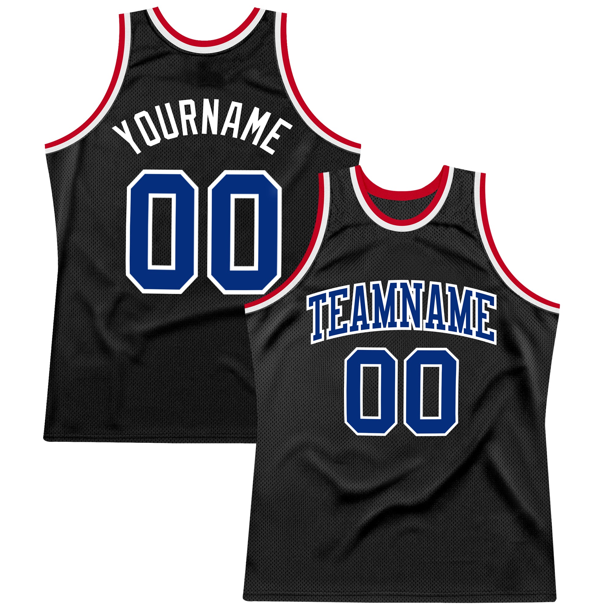 Personalized Black Royal White Basketball Jersey - Authentic Throwback Style Personalized Black Royal-White Authentic Throwback