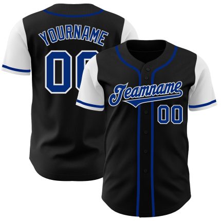 Custom Name & Number Personalized Black Royal-White Two Tone Baseball Jersey Personalized Black Royal-White Authentic Two