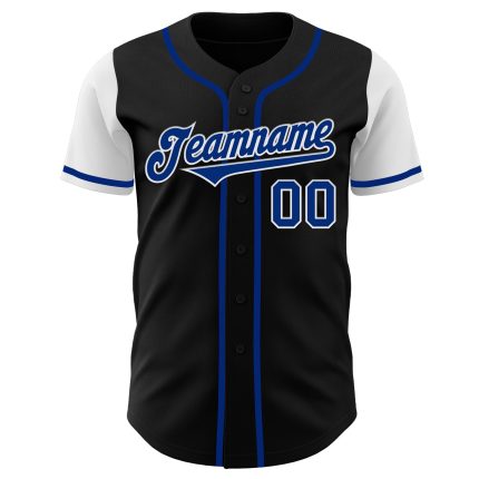 Custom Name & Number Personalized Black Royal-White Two Tone Baseball Jersey Personalized Black Royal-White Authentic Two