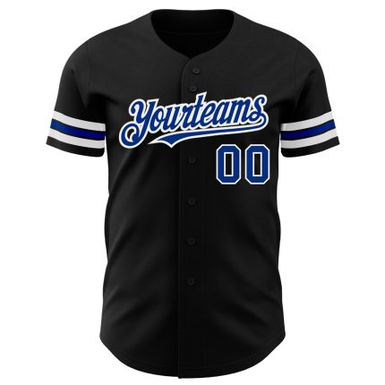 Personalized Black Baseball Jersey for Men and Women - Royal White Design Size 5 Personalized Black Royal-White Baseball