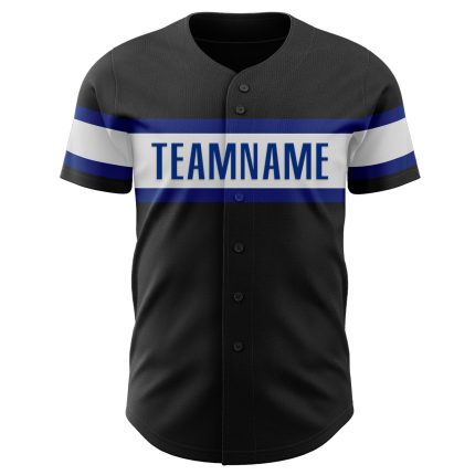 Personalized Baseball Jersey for Men, Black and White Royal Design, Size 56 Personalized Black Royal-White Baseball Jersey