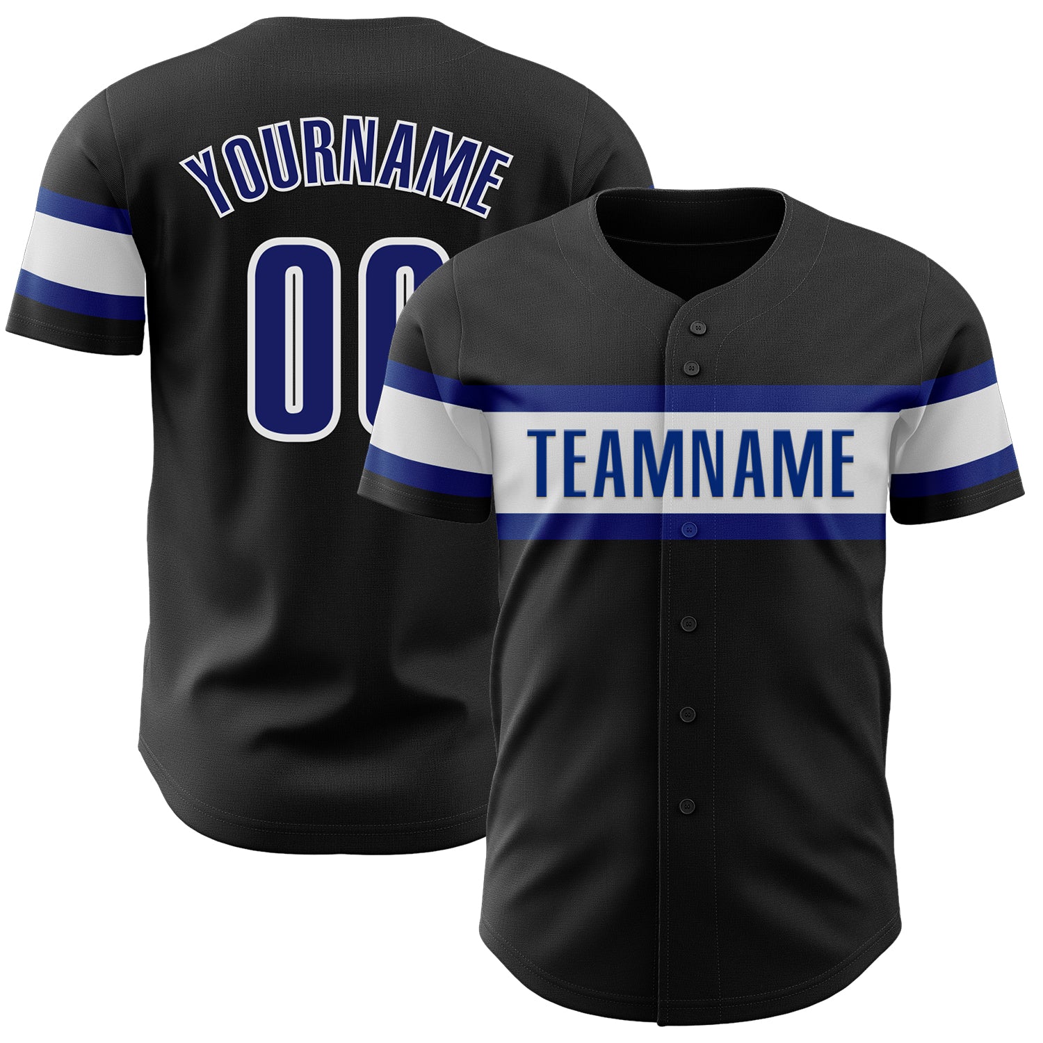 Personalized Baseball Jersey for Men, Black and White Royal Design, Size 56 Personalized Black Royal-White Baseball Jersey