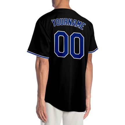 Personalized Black and White Baseball Jersey for Men and Women - Custom Royal Style Personalized Black Royal-White Baseball