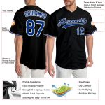 Personalized Black and White Baseball Jersey for Men and Women - Custom Royal Style Personalized Black Royal-White Baseball