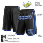 Personalized Basketball Shorts in Black with Royal-White Details - Custom Sportswear Personalized Black Royal-White Basketball
