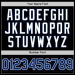 Personalized Two Tone Letterman Bomber Hoodie Jacket - Black Royal White Full Snap Varsity Style Personalized Black Royal-White