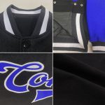 Custom Two Tone Varsity Letterman Jacket with Name and Number - Personalized Black Royal-White Bomber Full-Snap Jacket Personalized