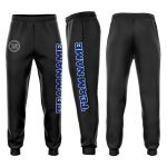 Personalized Fleece Jogger Sweatpants in Black and White Royal Color Personalized Black Royal-White Fleece Jogger Sweatpants