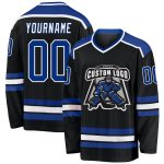 Personalized Black and White Hockey Jersey - Customizable Royal Hockey Jersey for Fans Personalized Black Royal-White Hockey