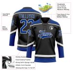 Personalized Black Royal-White Hockey Jersey with Lace Neck for Men and Women Personalized Black Royal-White Hockey Lace